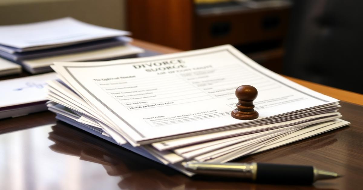A divorce certificate and registry paperwork prepared for certified translation