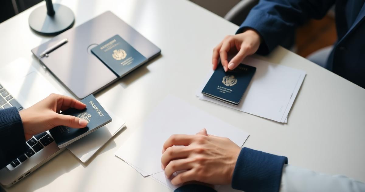 A set of supporting documents arranged for a visa application
